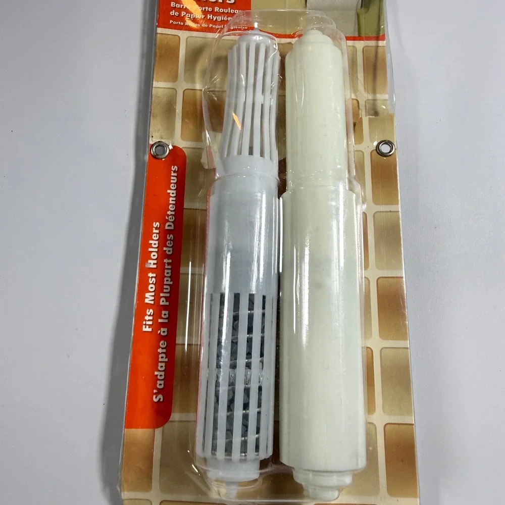 NEW Jacent Toilet Paper Rollers Universal White 2 Pack Spring Loaded Spindle Rod